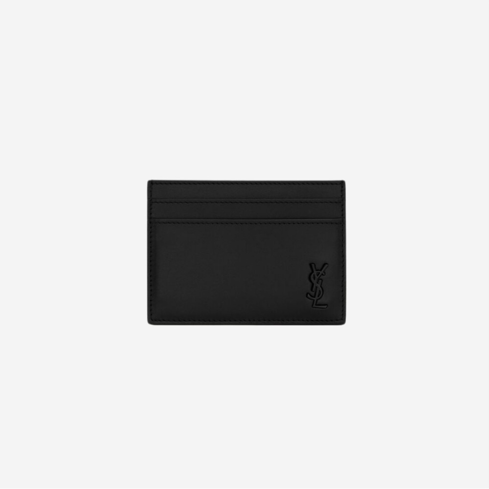 생로랑 매트 레더 타이니 블랙 모노그램 카드 케이스 블랙 607603-1JB0U-1000